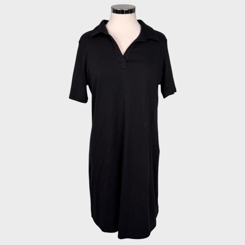 Isaac Mizrahi Live Essentials Womens Medium Black Shirt Dress with Collar Cotton